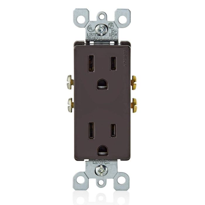 Leviton 5325 15 Amp Decora Duplex Receptacle - Brown, 125 Volt, Residential Grade, Grounding