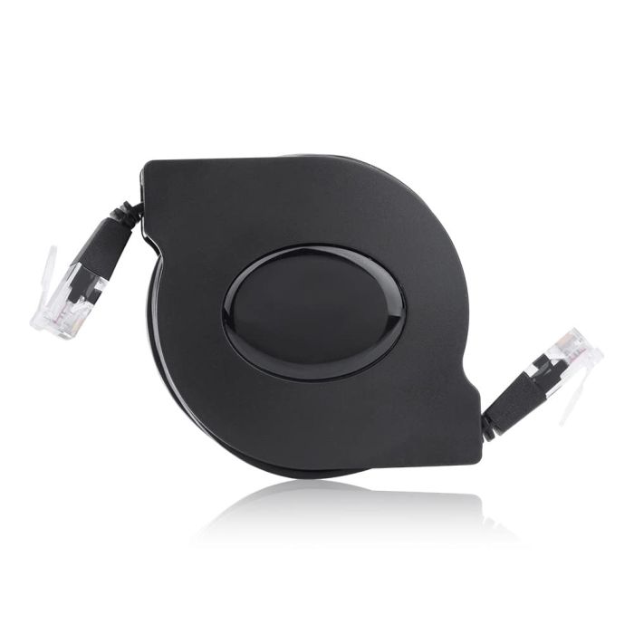 ASHATA Cat6 Ethernet Cable 2m - Retractable Flat LAN Cable for Fast Internet & Routers