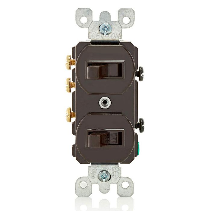Leviton 5241 15 Amp Duplex Switch - 120/277V Single-Pole/3-Way, Commercial Grade, Brown