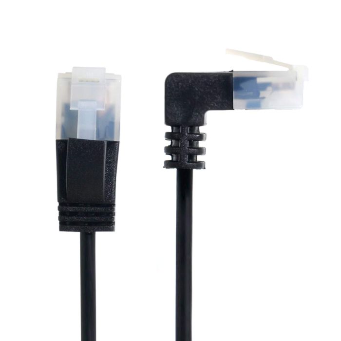 Ultra Slim Cat6 Ethernet Cable 90 Degree RJ45 - 1M UTP Patch Cord for Laptop, Router, TV Box | High-Speed Network Connection