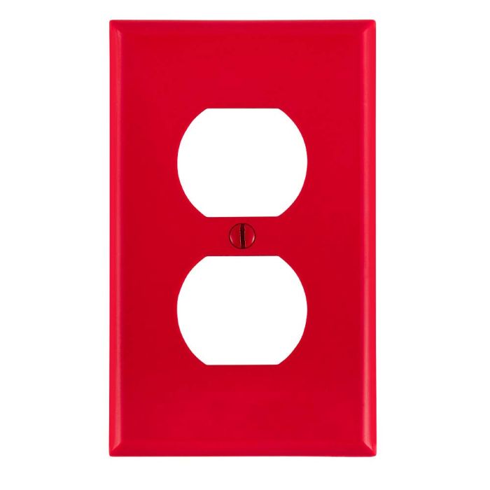 Leviton 80703-R Red 1-Gang Duplex Wallplate - Durable Thermoplastic Nylon, Standard Size, 1 Pack