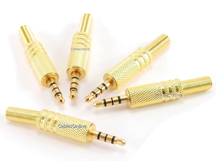 Buy CablesOnline 5-Pack 3.5mm TRRS Gold Connectors - Durable Stereo Audio Cables
