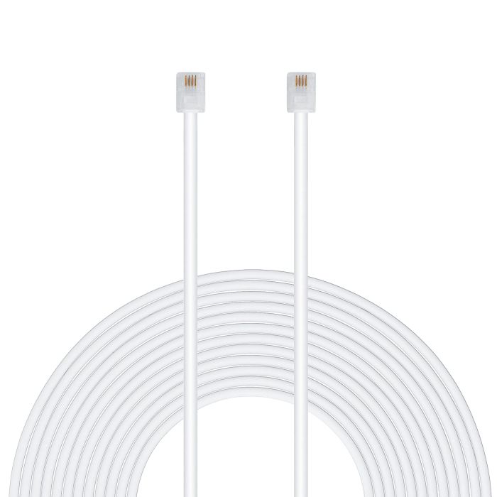 Uvital 100ft Telephone Extension Cord with RJ-11 Plugs - High-Quality Landline Cable (White, 30.5M, 1 Pack)