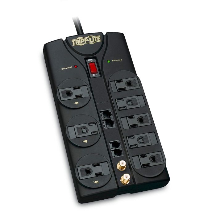 Tripp Lite 8 Outlet Surge Protector with 10ft Cord & $250K Insurance - RJ11, RJ45, Coax Protection (TLP810NET)