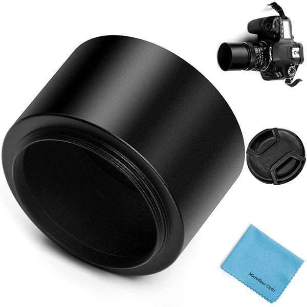 58mm Tele Metal Lens Hood & Cap for Canon, Nikon, Sony, Olympus + Cleaning Cloth - Enhance Your Photography!