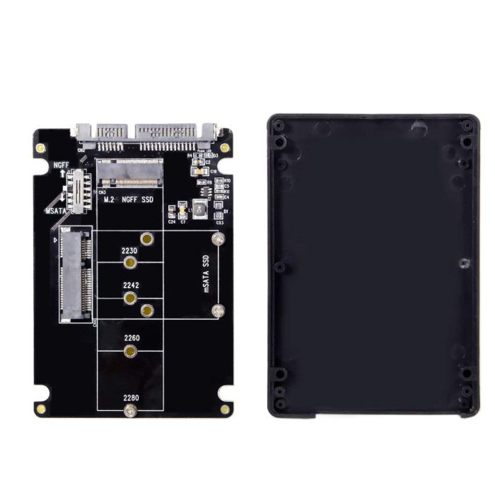 Cablecc M.2 NGFF B-Key & mSATA to SATA 3.0 Adapter Case with Switch - Fast SSD Conversion