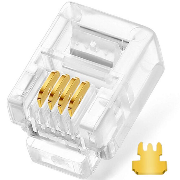 NECABLES 20-Pack RJ11 6P4C Telephone Modular Plugs for Solid & Stranded Wire - Perfect for Phone Line Connections