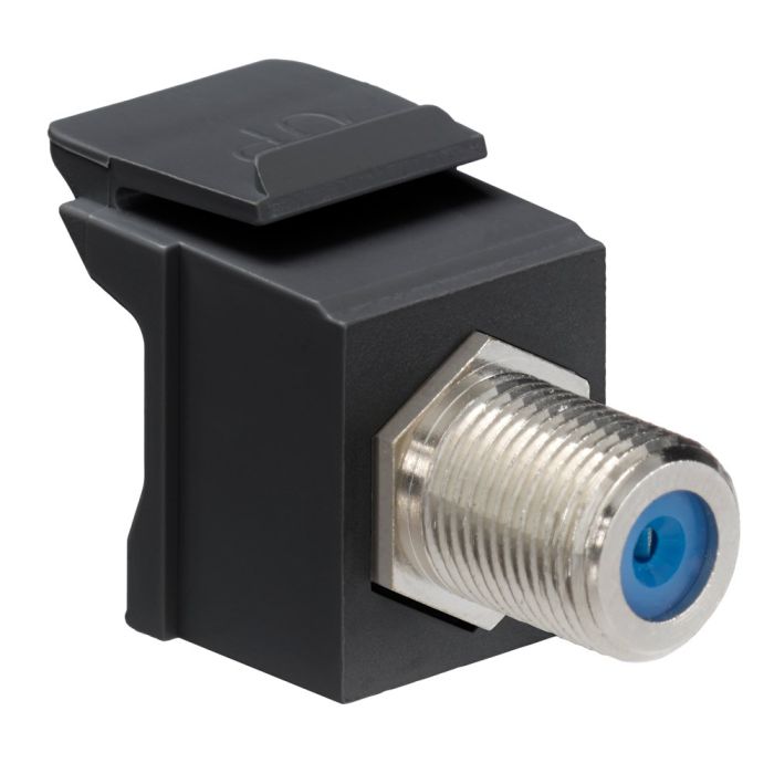 Leviton 41084-FEF QuickPort F-Type Adapter - Nickel-Plated, Black | High-Quality Connectivity Solution