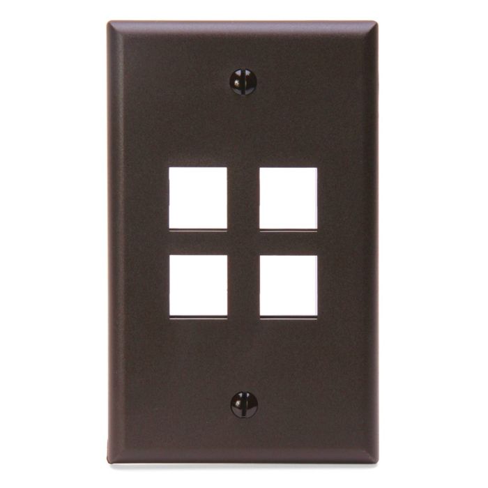 Leviton 41080-4BP QuickPort Wallplate - Single Gang 4-Port in Brown | High-Quality Networking Solution