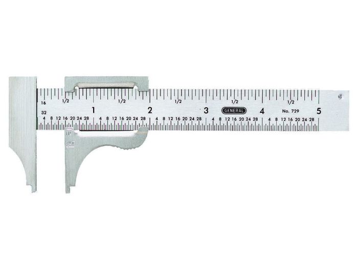 General Tools Slide Caliper #729: 0-4 Inch Precision Tool with 16th & 32nd Graduation for Accurate Inside & Outside Measurements