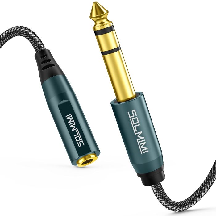 SOLMIMI 1/4 to 3.5mm Headphone Adapter - 6.35mm Male to 3.5mm Female TRS Stereo Cable for Mixer, Guitar, Piano & More - 1ft
