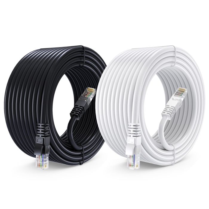 Maximm Cat 6 Ethernet Cable 40ft (2-Pack) - High-Speed 10Gbps LAN & Internet Cable - UTP, 550MHz, Black & White