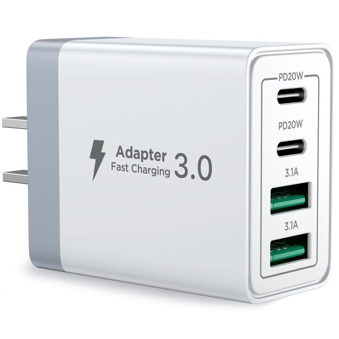 40W 4-Port USB C Charger Block - Fast Charging for iPhone, iPad, Samsung & More | Dual PD+QC 20W Wall Charger
