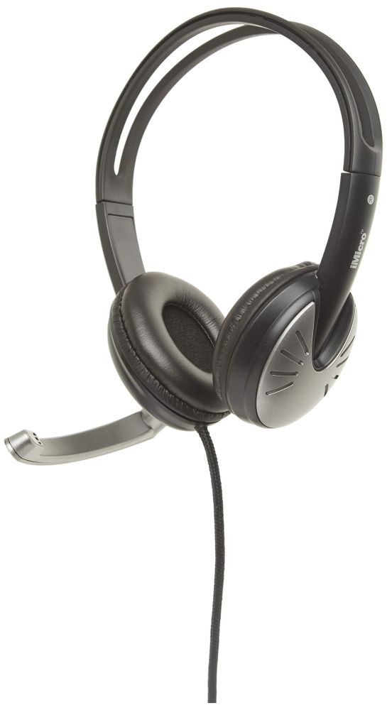 iMicro IMME282 USB Dual Headset: Noise Cancelling, Adjustable Mic & Volume Control for PC & Laptop