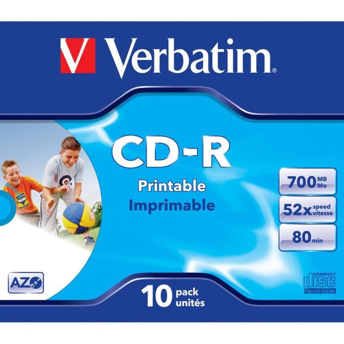 Buy VERBATIM CD-R 80MIN/700MB X52 Inkjet P10 - High-Quality Blank Discs for Printing