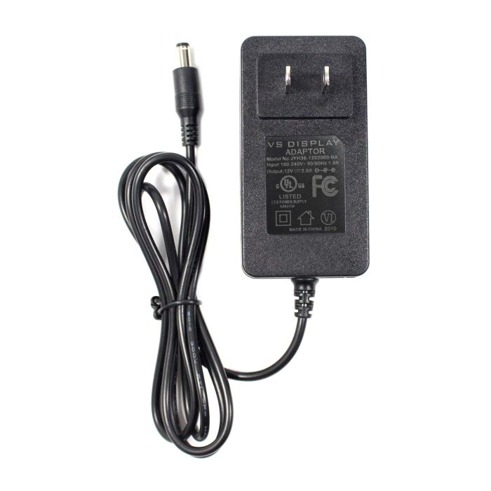 VSDISPLAY Power Adapter 12V DC 2A - AC 100-240V Input, US Plug, Fits SC24W-1202000U & Controller Board