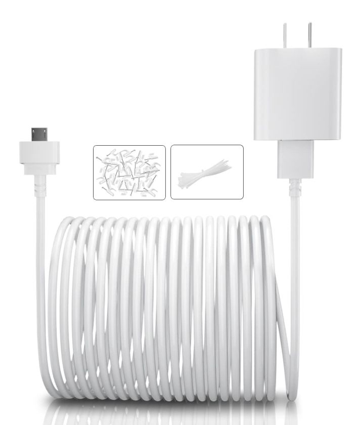 15FT Itramax Blink Mini Charger Cable & Wall Adapter - Waterproof Power Supply for Blink Security Cameras