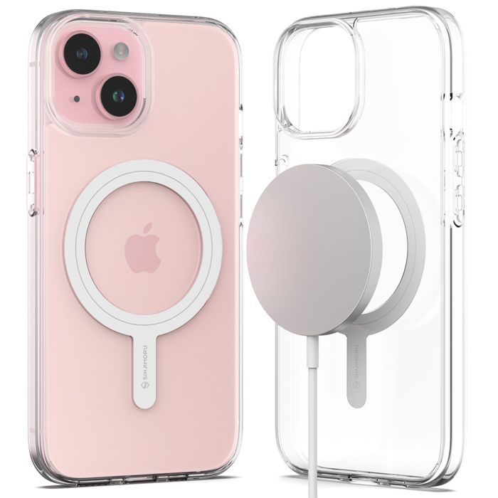 Sinjimoru Shockproof iPhone 15 Case with MagSafe - Clear PC & TPU Protection