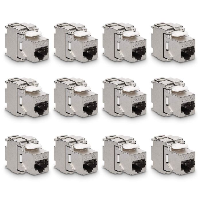 KWMobile 12-Piece CAT6A Shielded Keystone Jacks - High-Speed RJ45 Ethernet Modules for 10 Gbit Performance