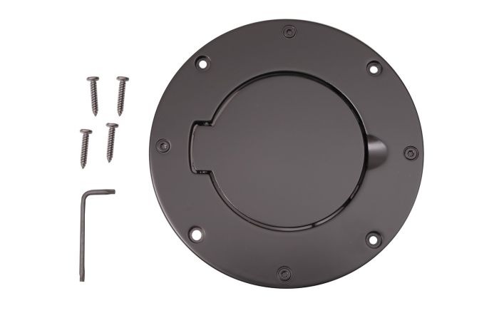 Rugged Ridge Non-Locking Gas Cap Door for 1997-2006 Jeep Wrangler TJ - Black | Model 11425.02
