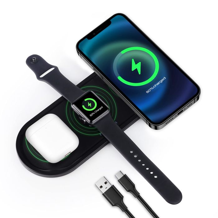 KingTSYU 3-in-1 Wireless Charger for iPhone, AirPods & Apple Watch - Travel-Friendly Charging Station
