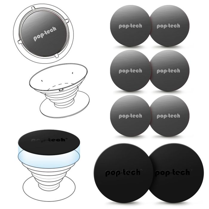8-Pack Metal Phone Magnet Plates for Magic Mounts - Adhesive Disc for Car Holders & Grips - Round Design for Dashboard & Vent