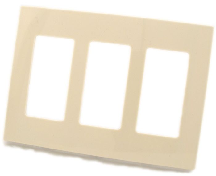Leviton 80311-ST 3-Gang Decora Plus Screwless Wallplate in Light Almond - Stylish & Easy Installation