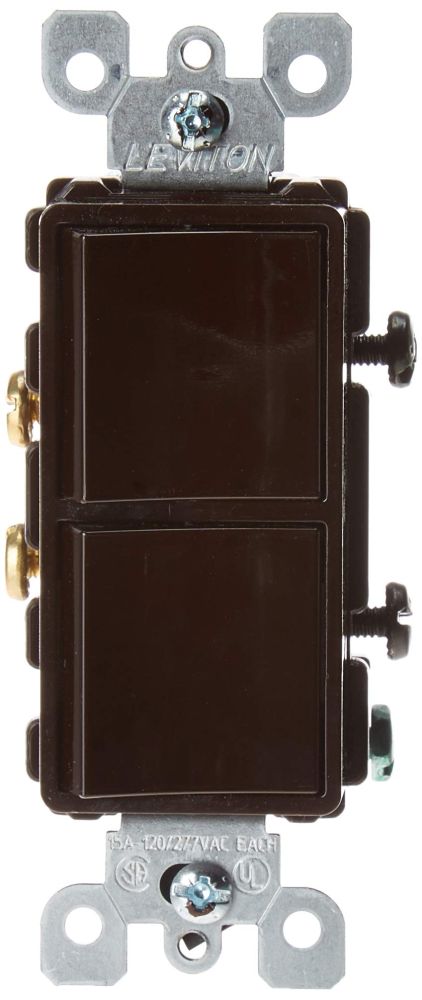 Leviton 5634 15 Amp Decora Single-Pole AC Switch - Commercial Grade, Grounding, Brown | 120/277 Volt