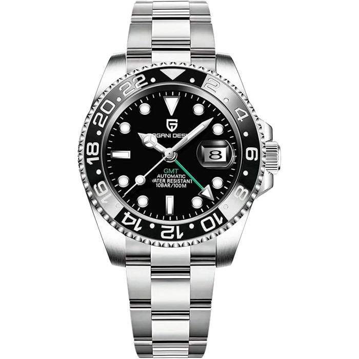 CADISEN Pagani Design 1662 GMT Men's Automatic Diver Watch - 40mm, 100M Waterproof, Sapphire Glass, Full Black