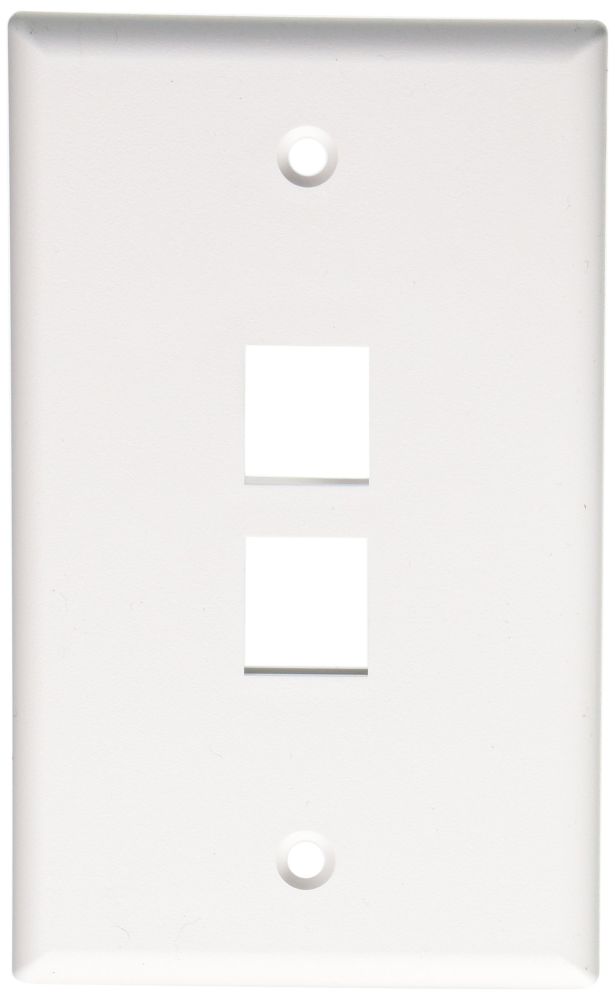 Leviton 41080-2WP Quickport Wallplate - Single Gang 2-Port White for Easy Connectivity