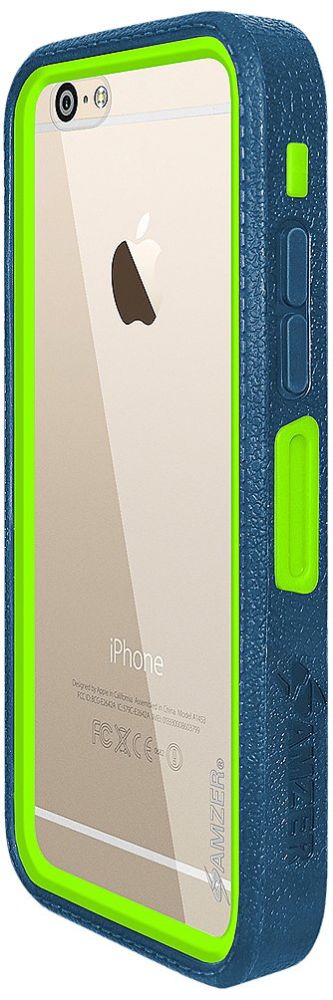 Amzer Crusta Rugged Tempered Glass Case with Belt Clip for iPhone 6/6s Plus - Blue on Green, Fits Silver, Gold & Rose Gold