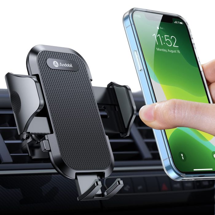 2024 Andobil Car Phone Holder Mount: Sturdy Metal Clip for iPhone 16/15/14/13/12 & Samsung S24/S23 - Easy Vent Installation
