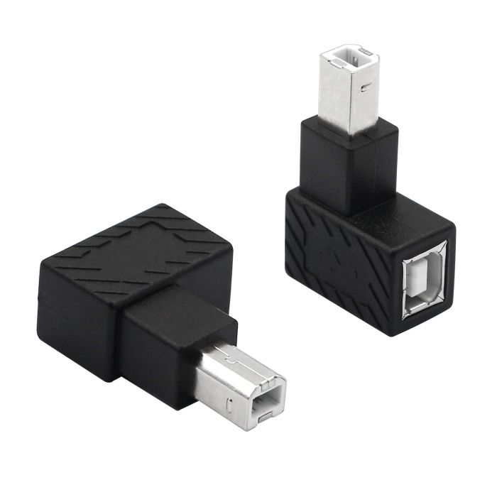 YACSEJAO USB 2.0 Type-B Printer Adapter, 2 Pack 90 Degrees USB 2.0 B Male to Type-B Female Printer Adapter? for Printer, Scanner, Mobile HDD and More?Left Angle?