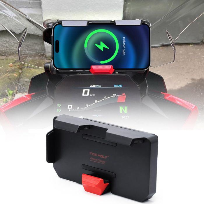 Wireless Charging GPS Bracket for R1200GS, F800GS, F700GS, R1250GS & More - Dual USB Ports for Motorcycles
