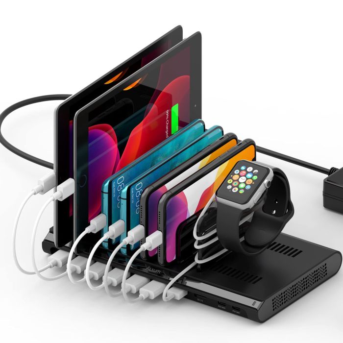 Alxum 96W 10-Port USB Charging Station: Fast Charge for Laptops, Phones & Tablets with QC 3.0 & PD Ports