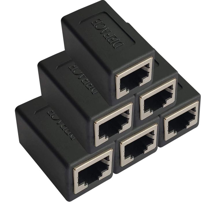DEFACE RJ45 Coupler 6 Pack - Cat8, Cat7, Cat6, Cat5e Female Ethernet Adapters - Black