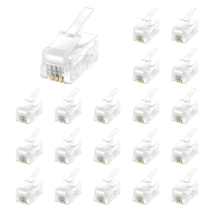 Uvital 100 Pack RJ9 4P4C & 4P2C Telephone Handset Plugs - Transparent Modular Connectors for Easy Crimping