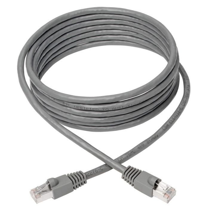 Tripp Lite Cat6a 10G Ethernet Cable 12ft - Snagless STP Network Patch Cable (RJ45) with Warranty - Gray N262-012-GY