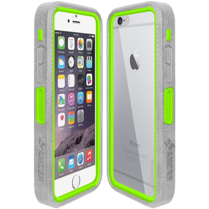 Amzer Crusta Rugged Tempered Glass Case for iPhone 6/6s - Grey with Belt Clip Holster | Silver, Gold & Rose Gold Compatible