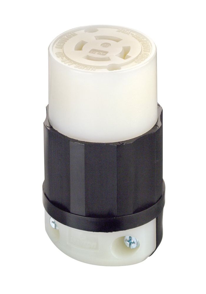 Leviton 2411 Locking Plug: 20 Amp, 125/250 Volt, NEMA L14-20P, Industrial Grade, Black-White