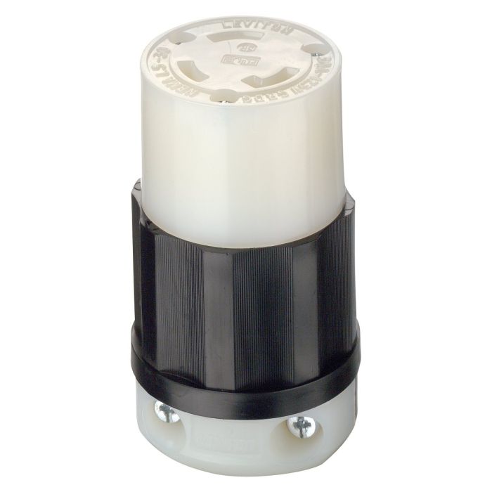 Leviton 2613 Locking Connector: 30 Amp, 125 Volt NEMA L5-30R, Industrial Grade, Black-White