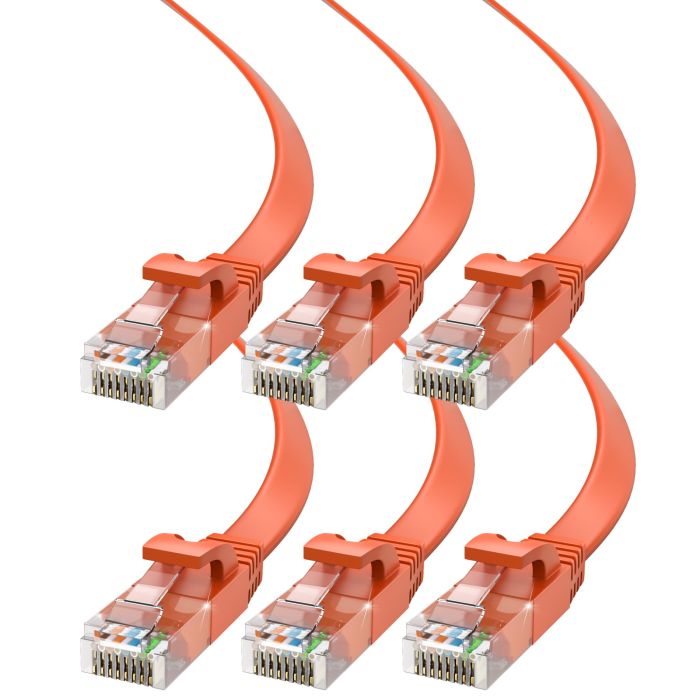 Cat 6 Ethernet Cable 50ft - Flat Design, High-Speed LAN Patch Cable for Gaming & Streaming - 6 Pack, Gray