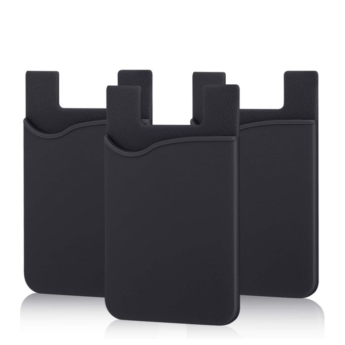 3 Pack Pofesun Silicone Phone Card Holder - Stick-on Wallet for iPhone, iPad & Samsung Galaxy