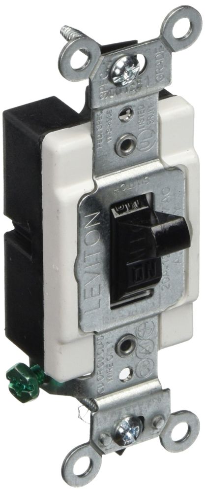 Leviton CS120-2E 20-Amp Toggle Switch: Commercial Grade AC Quiet Switch for 120/277V - Black