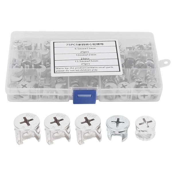 75pcs Cam Lock Fittings Set - 3-in-1 Connector Fasteners & Screws for Furniture Assembly