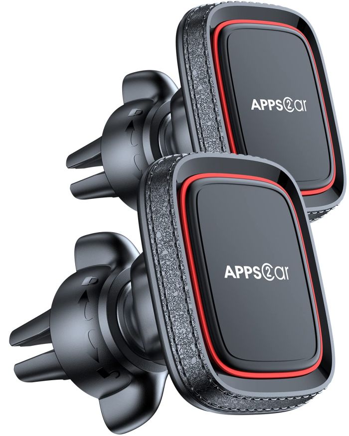APPS2Car Magnetic Phone Car Mount - 2 Pack with 6 Strong Magnets & Adjustable Air Vent Holder