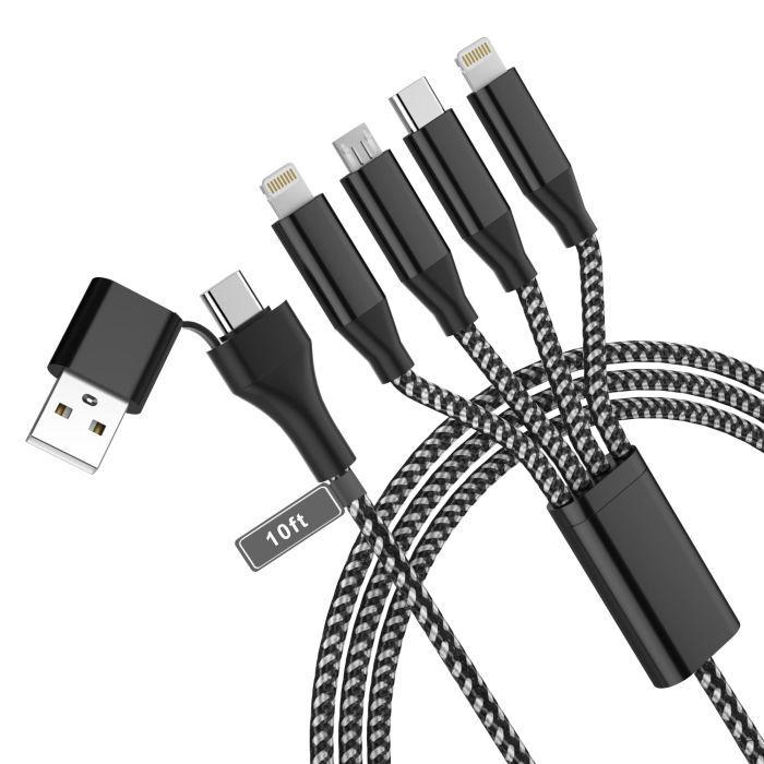 4-in-2 USB C Multi Fast Charging Cable 3M - Universal Charger for iPhone & Android (Not for iPad/iPhone 15)