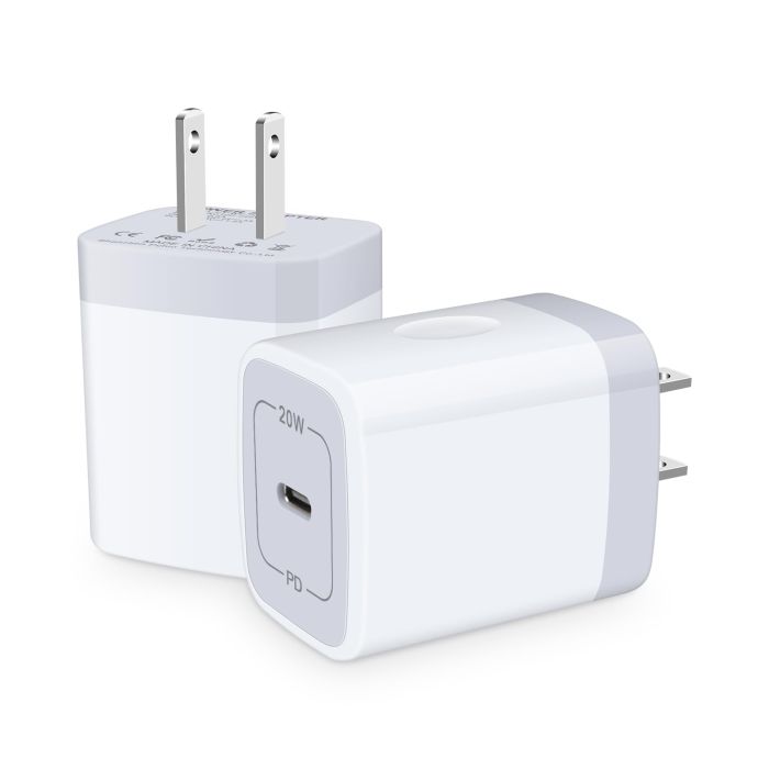 USB C Fast Charger Block 2-Pack 20W for iPhone 15, Samsung Galaxy S24, Google Pixel 8 - Quick Charge Wall Adapter