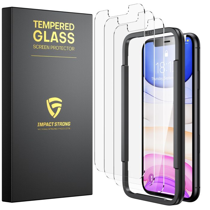 ImpactStrong Shatterproof Glass Screen Protector for iPhone 11 Pro Max & XS Max - 9H Hardness, Easy Install, Bubble Free (3-Pack)