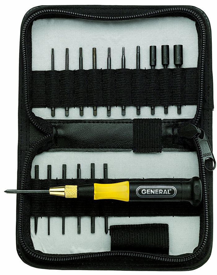 General Tools 63518 Precision Screwdriver Set - 18-Piece Black Tool Kit for DIY & Repairs